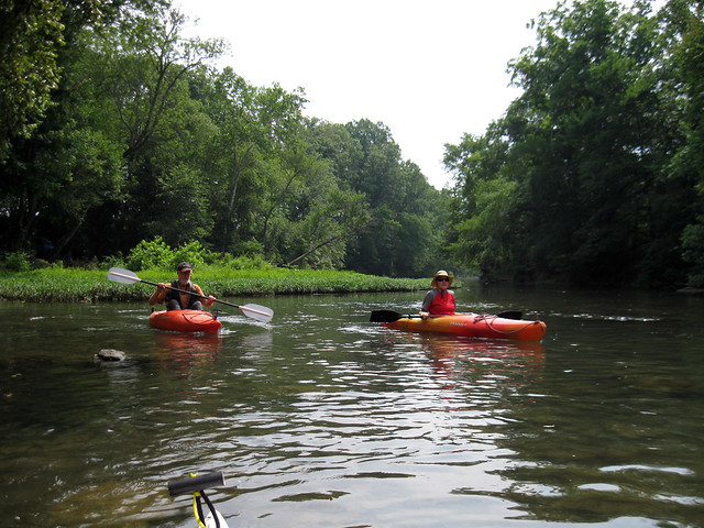 Marion Smith and Sharon Jones kayaking the Barren Fork River, Warren Co, TN
