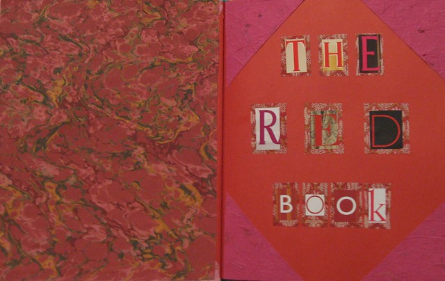 Title page of The Red Book, an altered book