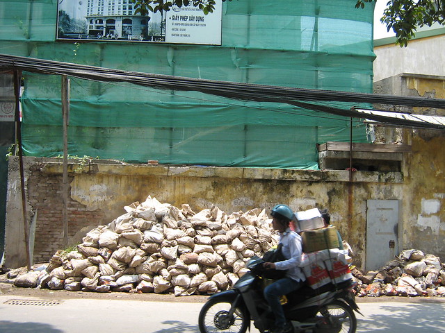 Rubble next to a building site, Doi Can Street, July 2010