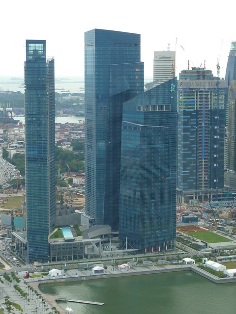 Marina Bay Financial Centre (MBFC), including new Standard Chartered (SCB) building, from Marina Bay Sands Skypark