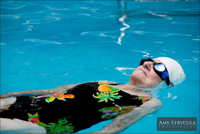 Active Senior Citizen Swimming
