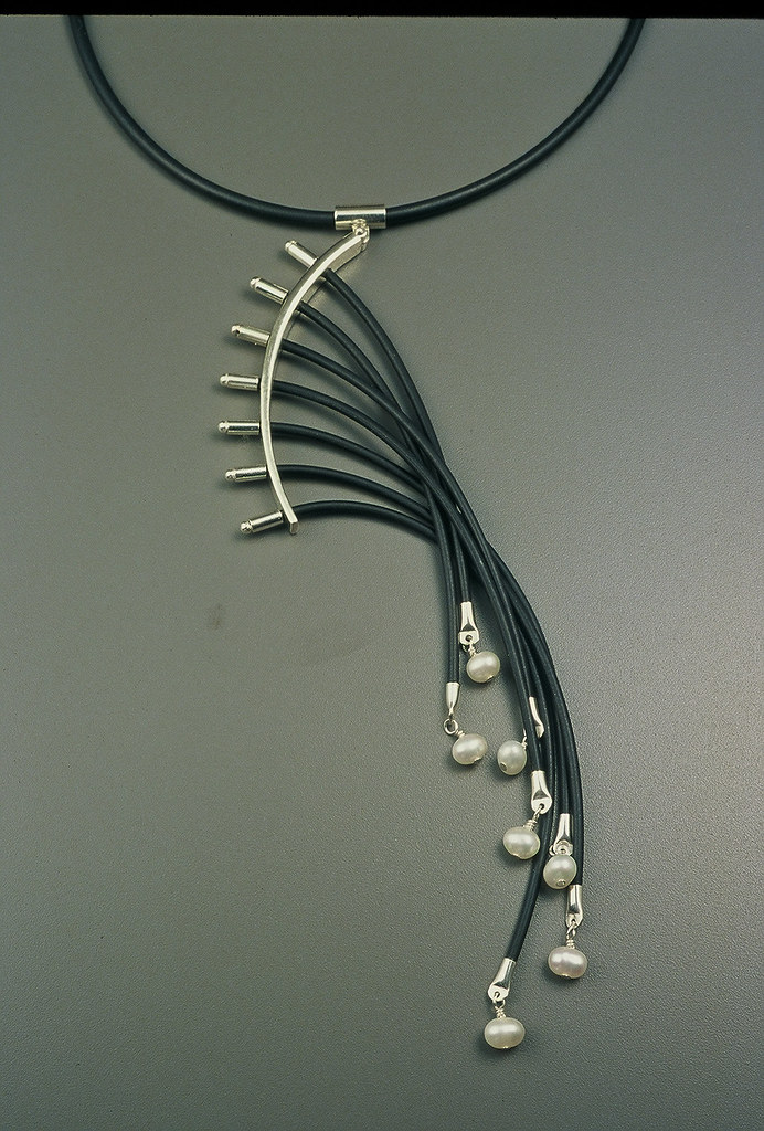 Julia Necklace | sterling, rubber, pearls. 6