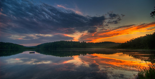 new sunset sun lake reflection water clouds silver hope colorful nj jersey hdr hdri photomatix