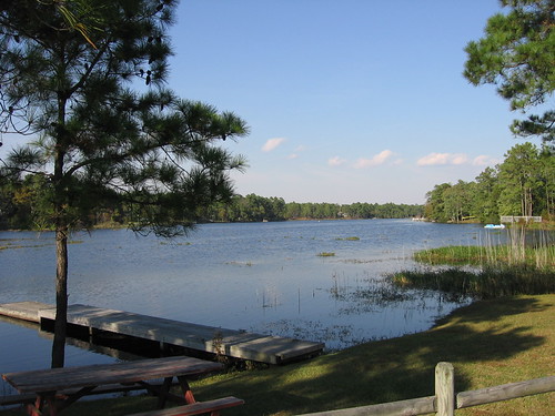 Pier at Banana Boat Landing in Boiling Spring Lakes by Southport Realty, 