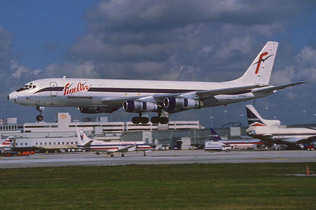 Fine Air DC-8F-54; N44UA@MIA, January 1994/ AYH