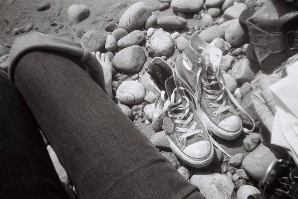 My feet on Sidmouth Beach