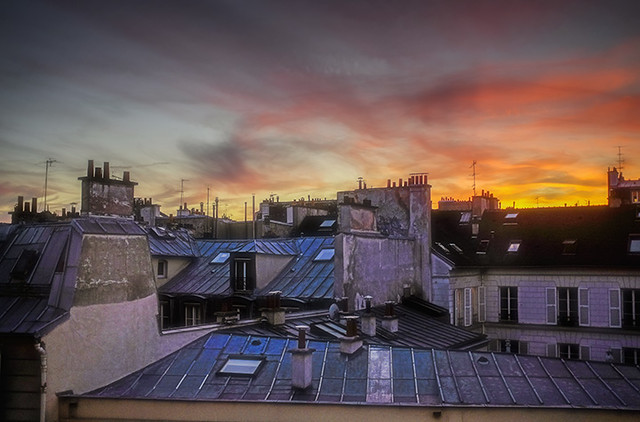 Paris Roofs in the Marais Evening