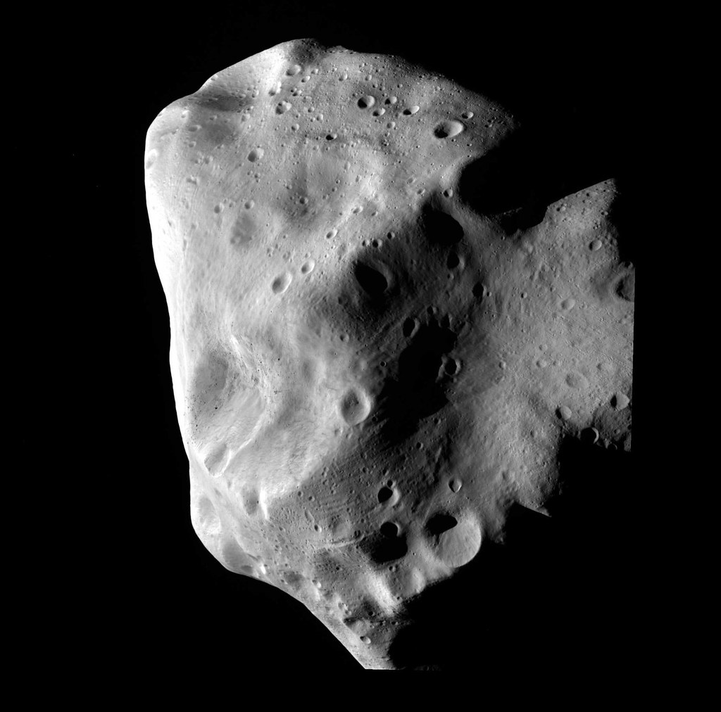 Up-close photo of the asteroid Lutetia taken by the European Space Agency's Rosetta mission.