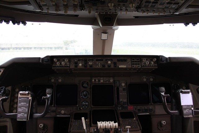 Cockpit on a retired Air France Boeing 747