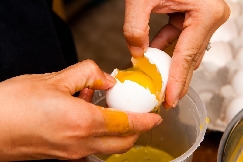 Cracking open eggs