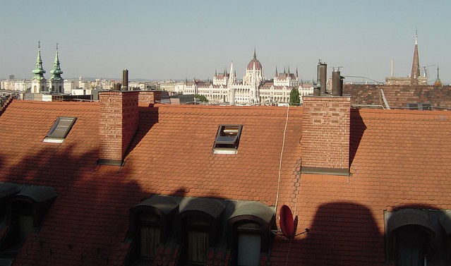 -A View from our Budapest pension's breakfast balcony