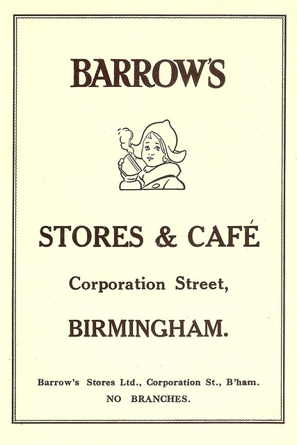 Barrow's Stores & Cafe - Birmingham, advert - 1930
