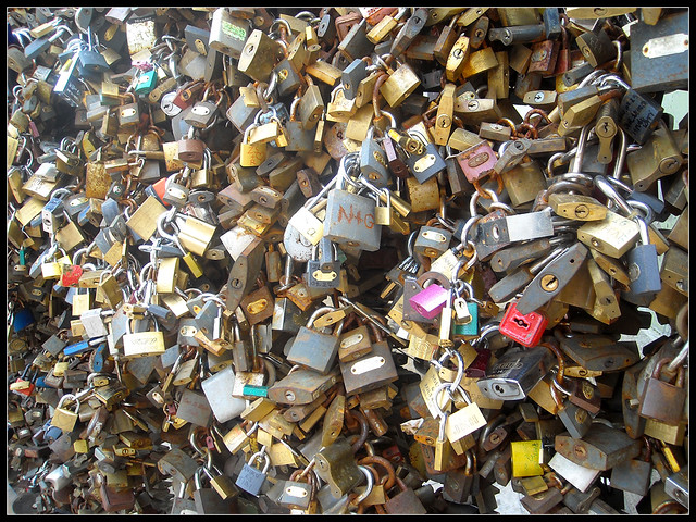 Love padlocks in Pécs