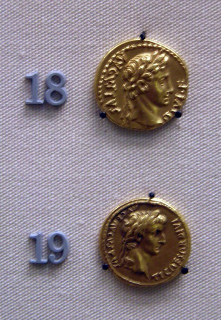 Aurei of Augustus and Tiberius, Roman Britain, British Museum