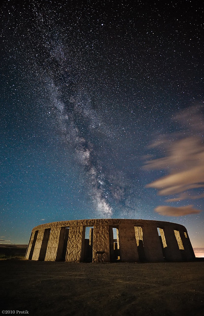 Moonlit Stonehenge under Milky way