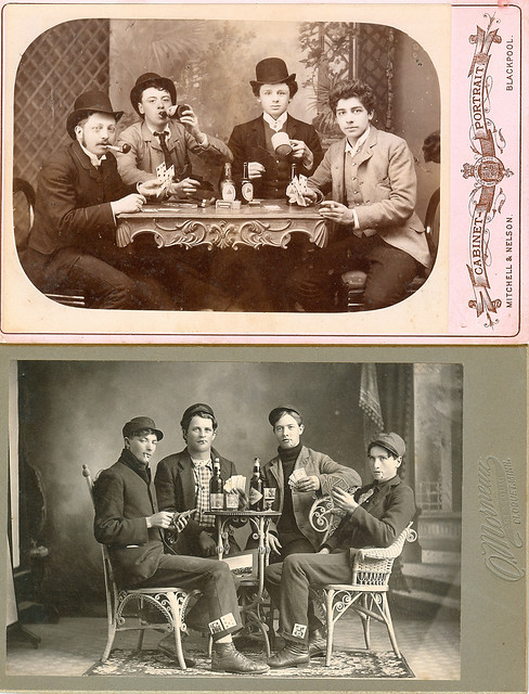 Gamblers and cardplayers cabinet card photo from the Victorian age