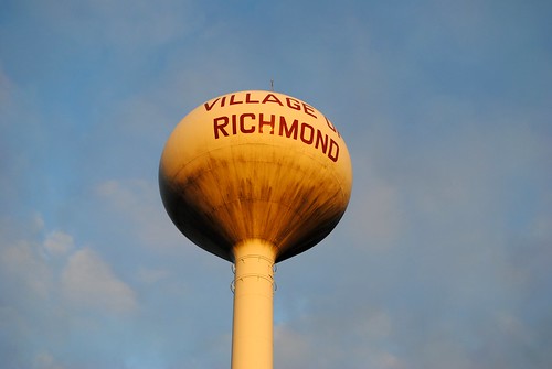morning sky fall rural sunrise illinois community midwest watertower tall