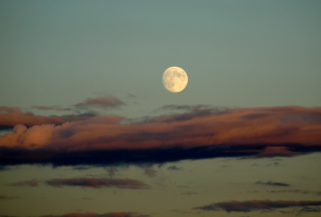 Full Moon Above Sunset Clouds
