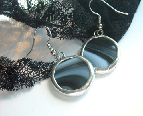 Black And White Stained Glass Earrings