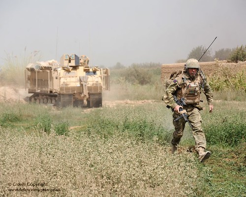 Soldier and Viking Vehicle in Afghanistan Rush Towards Firefight