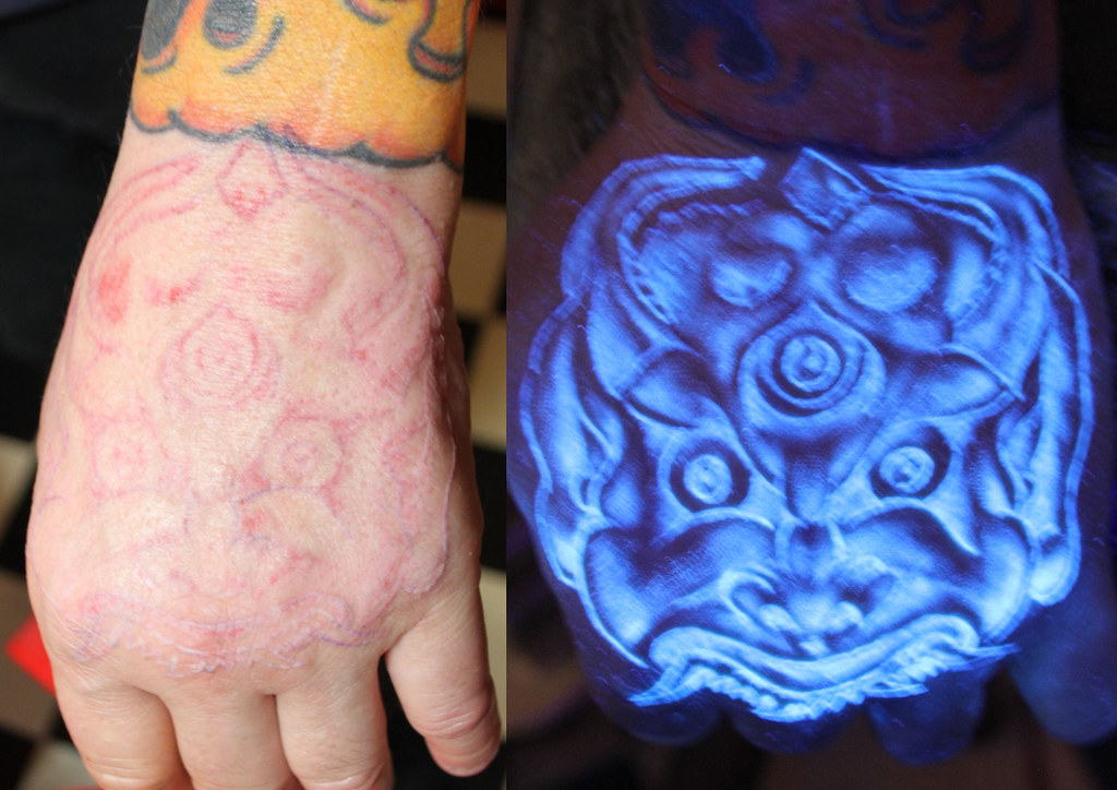 UV ink tattoo by Mirek vel Stotker.