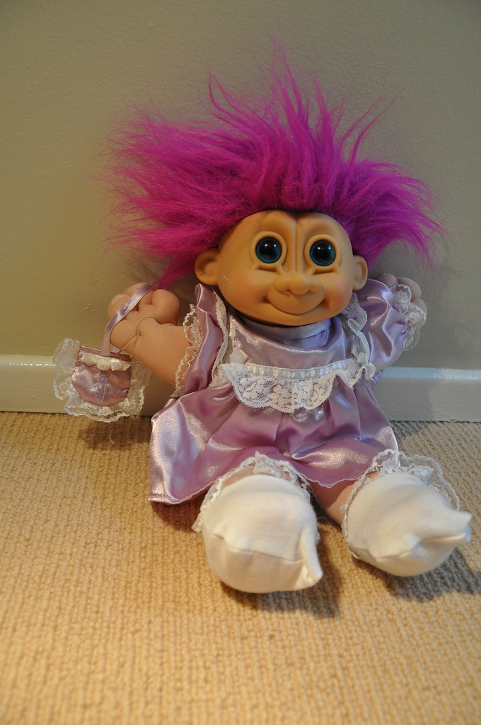 TROLL DRESSED RAILROAD TRAIN 5" #18525 TOY DOLL RED HAIR RUSS TROLL COLLECTIBLE 