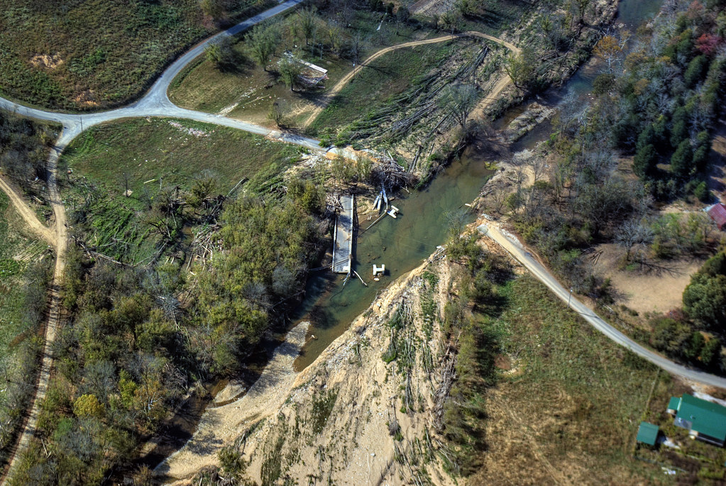 Destroyed Blackburn Fork Hwy Bridge, Blackburn Fork Creek, Jackson Co, TN