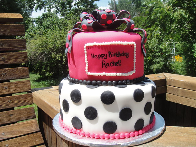 Pink and Black Birthday Cake