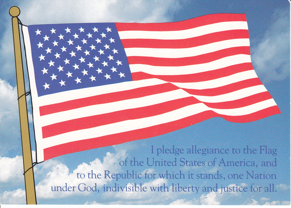 Flag Pledge of Allegiance Modern Postcard Map of the United States Patriotic 