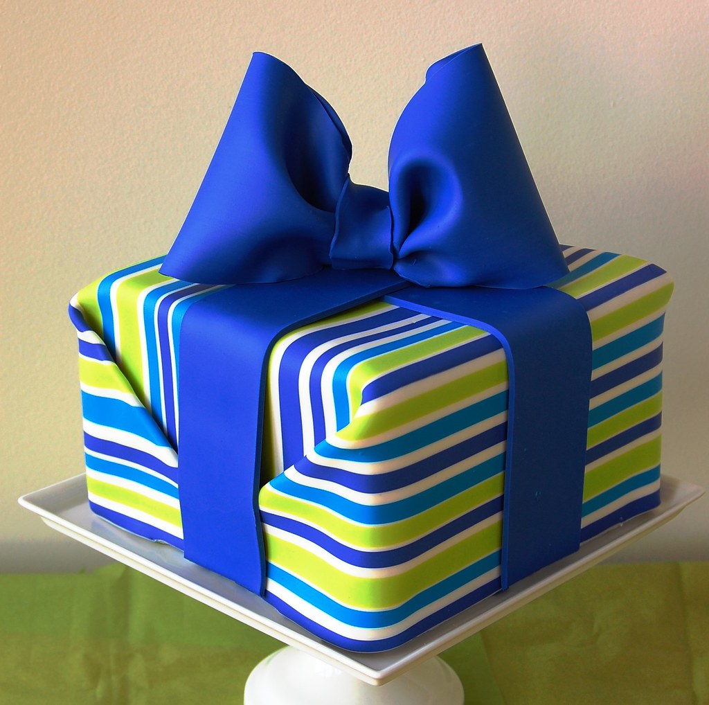 Striped Present Cake