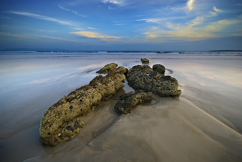 sunset sea sky seascape beach nature twilight sand rocks australia victoria shore waratahbay