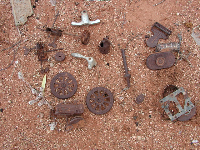 Toy bits battery bits springs in the rubbish