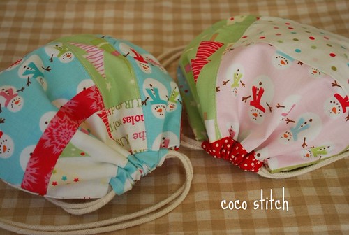 shell pouch, drawstring bag - christmas | by coco stitch