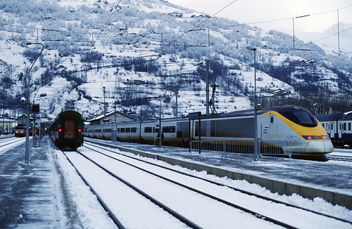 Eurostar set 3227 in Bourg St. Maurice, 1998.