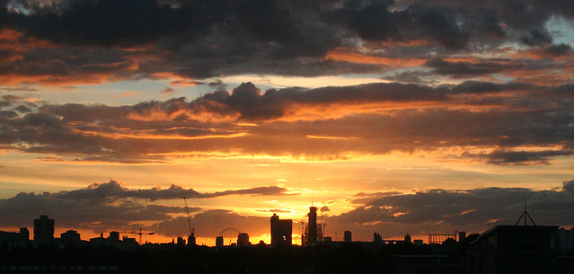 Flame grilled sunset over London