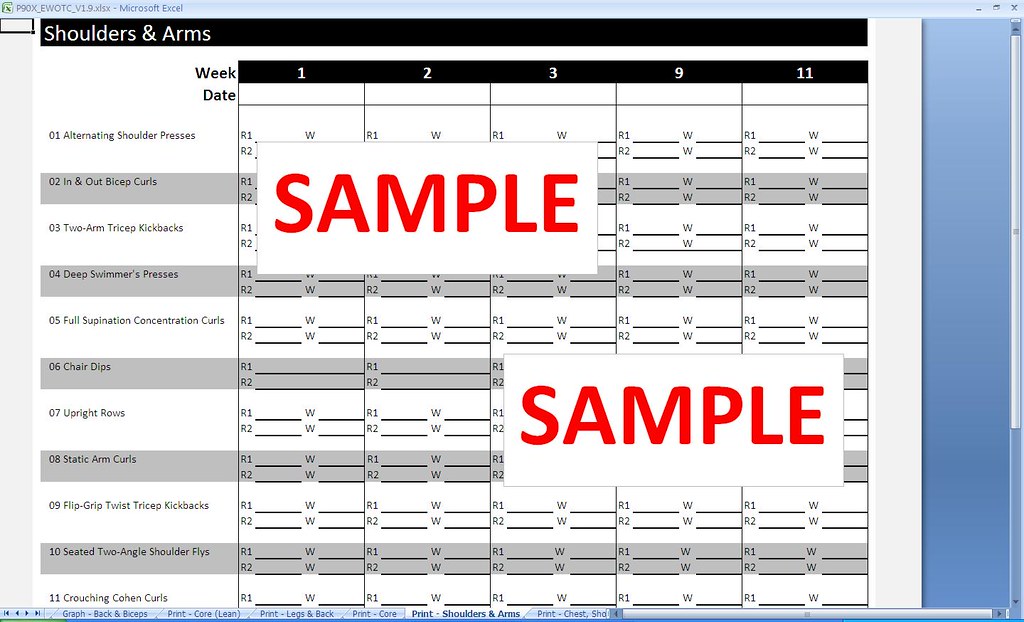 P90X Shoulders and Arms Print Sheet Get this and other gre… Flickr