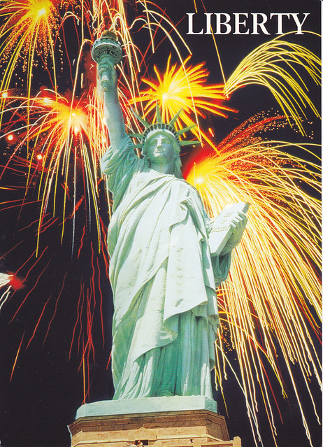 UNESCO Statue of Liberty Fireworks Postcard
