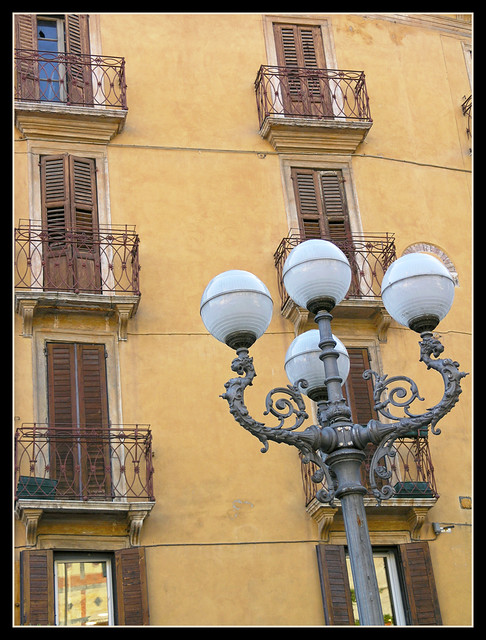Verona - old facade with lamp