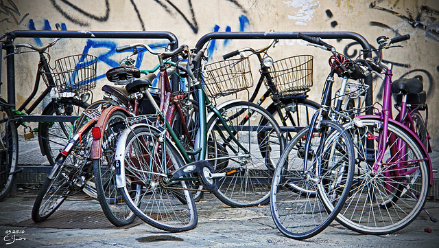 bicycles, graffiti