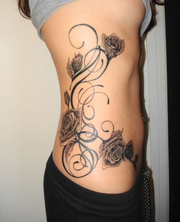 Side-Tattoo-Gothic-Rose-Vine-tattoo