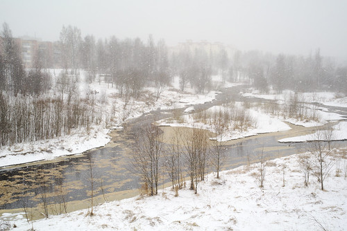 karelia petrozavodsk russia landscape nature river snow snowfall spring water