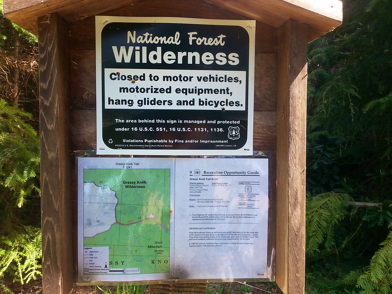 Grassy Knob Wilderness sign