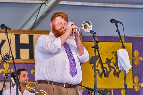 Doyle Cooper Jazz Band in the Economy Hall Tent on Day 4 of Jazz Fest 2017 - May 4. Photo by Eli Mergel.