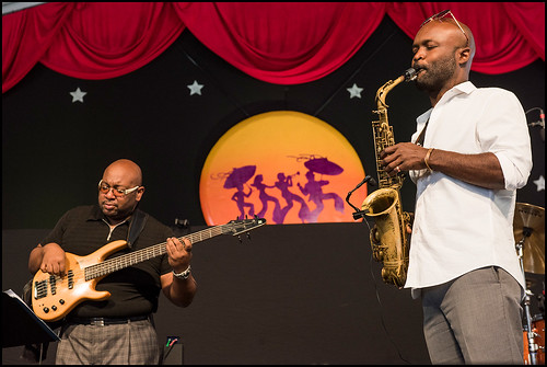 Khari Allen Lee and the New Creative Collective at Jazz Fest day 7 on May 7, 2017. Photo by Ryan Hodgson-Rigsbee www.rhrphoto.com