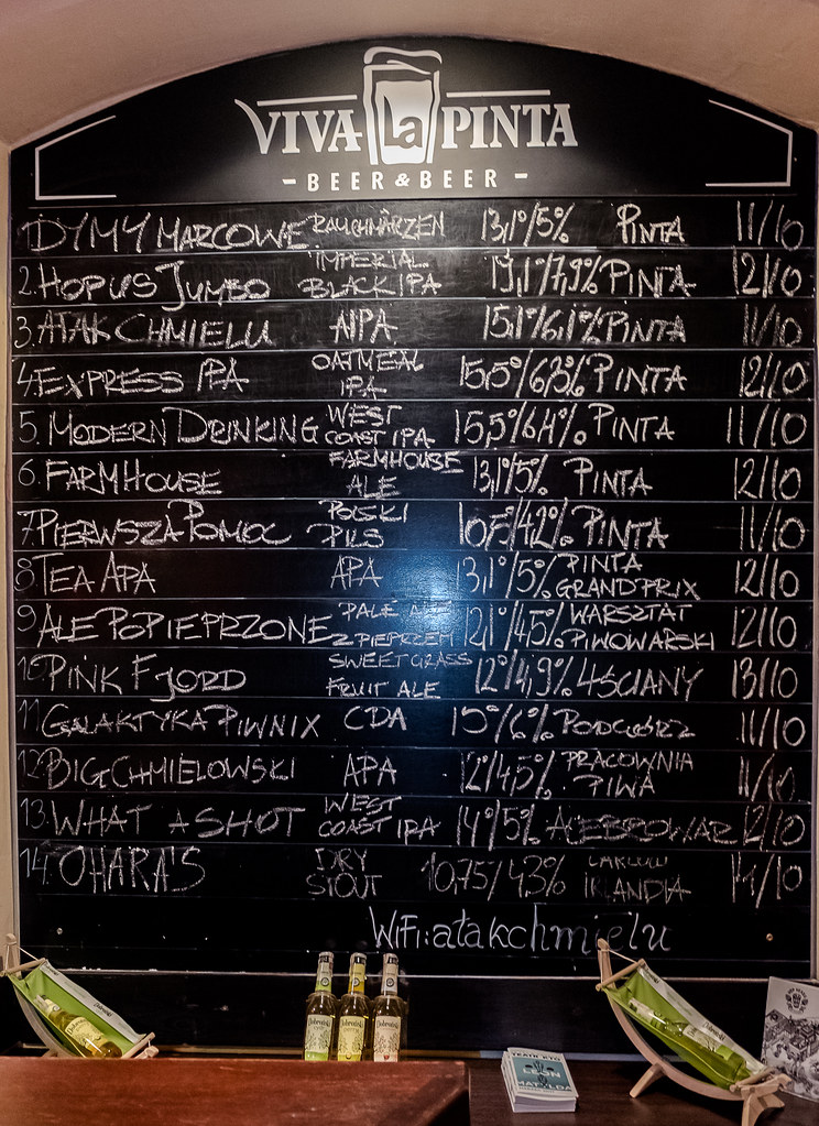 Beer Menue Board (Viva La Pinta Brew - Craft Beer Pub) (High ISO) Krakow Old Town (Fuji X70 28mm f2.8 Compact (1 of 1)