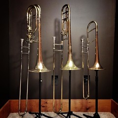 Nuclear Trombone Family. #trombone #trombones #threetrombones #altotrombone #tenortrombone #basstrombone #Jinbao #Bach #Jinbaoaltotrombone #Jinbaobasstrombone #Bachtenortrombone #Bach42B #music #musicalinstrument #brass #brassinstrument #windinstrument #o
