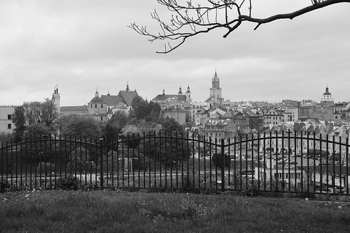 cityscape slope blackandwhite sonyalphailce7ra7r minoltaaf3570mmf4 romancatholic hill church spire sky europe view tower panorama city horizon belltower monochrome architecture bw poland outdoors landscape oldtown cathedral lublin 2017 skyline