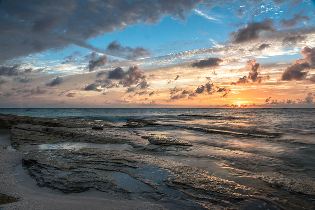 Sunset on a San Salvador Bahamas Beach