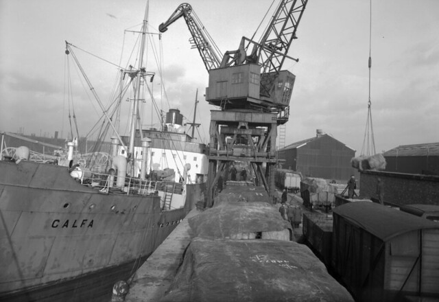Cargo ship unloading at the South Docks, Sunderland