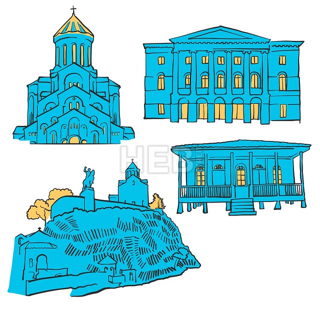 Tbilisi Georgia Colored Landmarks